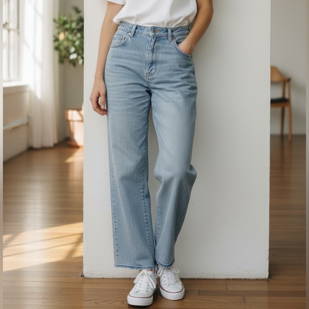 PAIGE Light Blue Straight Leg Jeans